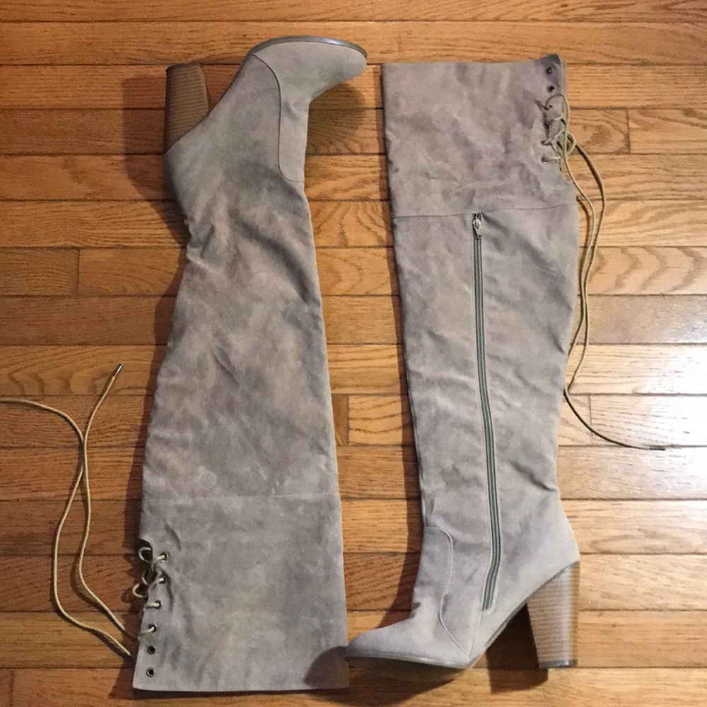 Over The Knee Thigh High Suede Chunky Heel Boot